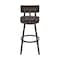 Armen Living Jinab Swivel Bar Stool in Brown Metal with Brown Faux Leather 840254335257 - alternate 2